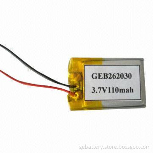 Rechargeable Lithium Polymer Battery, 110mAh Capacity